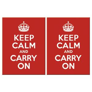 2PK Nostalgic Art Fridge Rectangle Magnet Keep Calm & Carry On 6x8cm