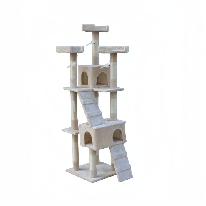 Yes4pets 170cm Cat Scratching Post Tree Post House Tower With Ladder Furniture Beige