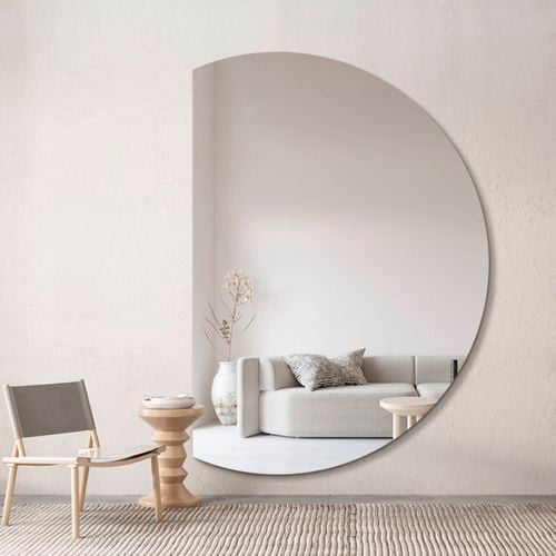 Best World 91cm x 130cm Left Half Moon Wall Mirror