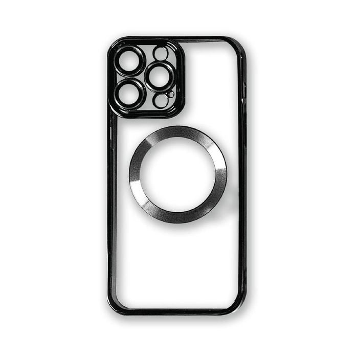 Magsafe Clear Plating Slim Magnetic Case Cover - For Apple iPhone 14 Pro (Black)