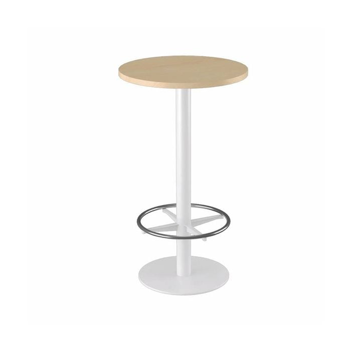 Olg Disc Bar Leaner White Frame New Oak Ravine Top 600mm Diameter