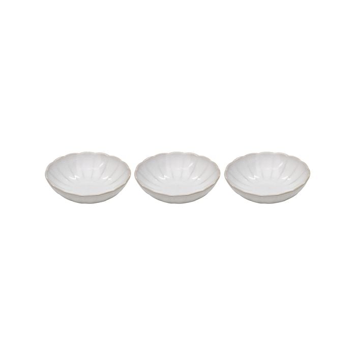 3pc Ladelle Marguerite Stoneware Shallow Serving Bowl Set 11.3x3cm White
