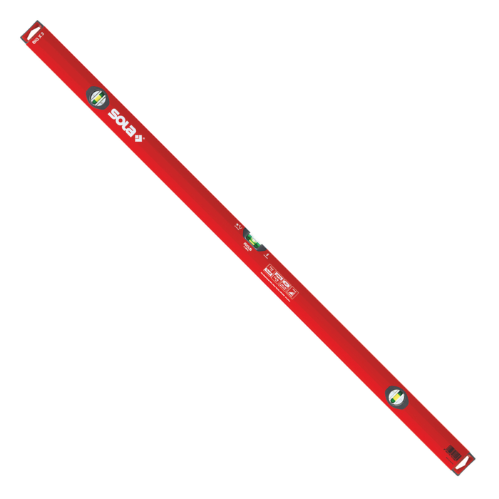 SOLA 200cm Red 2 Vials Durable End Caps Spirit Level
