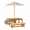 Hide & Seek Kids Picnic Bench Set - Peach Umbrella + Cushions