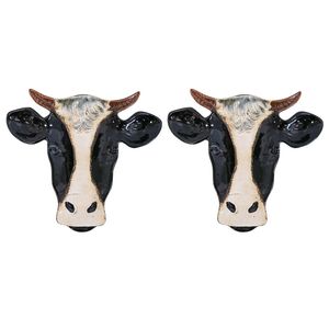 2PK LVD Cow Ceramic Snack Serving Plate Tabletop Home Display Decor 23x21cm