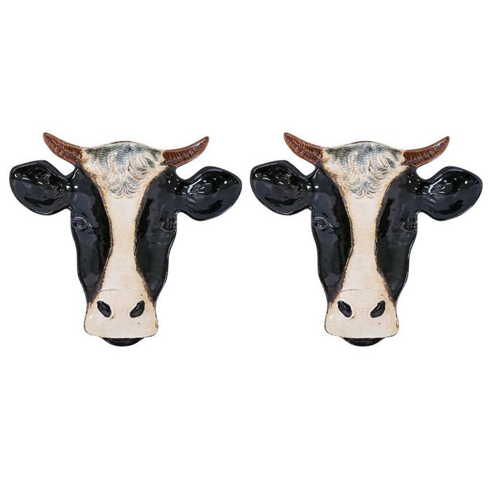 2PK LVD Cow Ceramic Snack Serving Plate Tabletop Home Display Decor 23x21cm