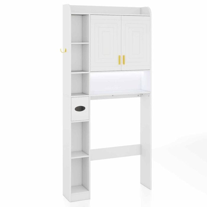 Costway Storage Cabinet Adjustable Laundry Shelf Rack Organizer White