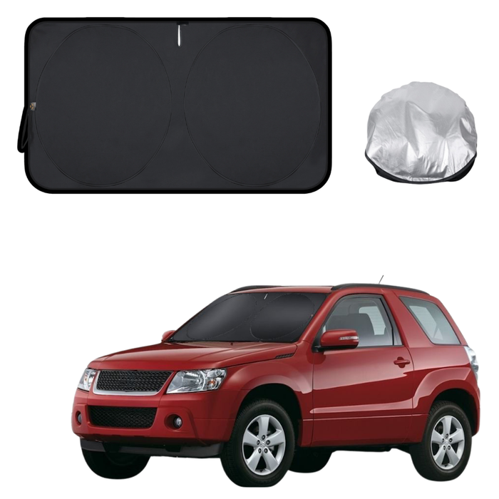 Front Windscreen Sun Shade for Suzuki Grand Vitara 2005 - 2015 (3-Door) - Standard 150 x 85 cm - Black
