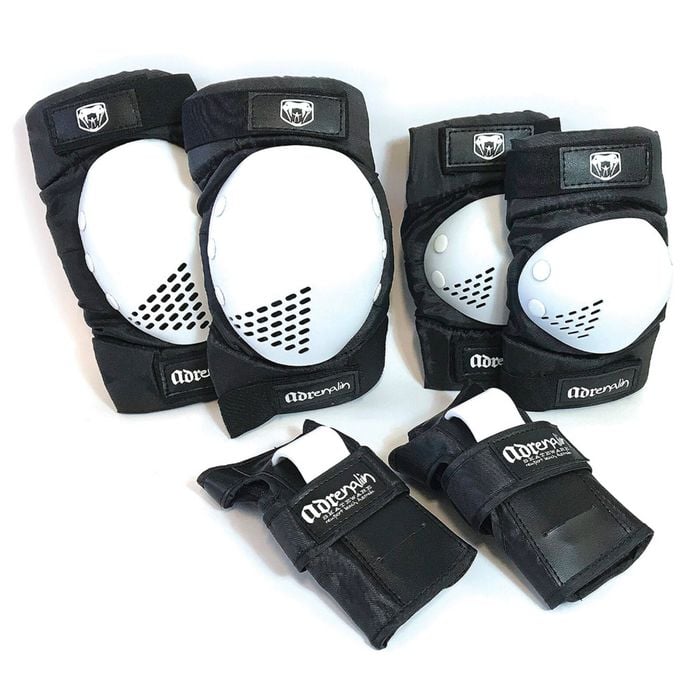 6pc Adrenalin Skateboard & Scooter Knee/elbow Wrist Protection Set Wht Adult Xl