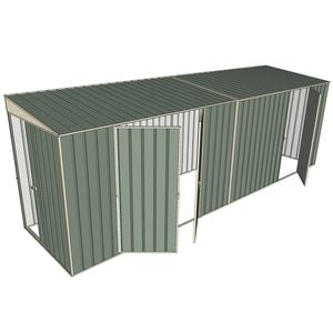 Build-a-Shed 1.5 x 6 x 2m Sliding Door Tunnel Shed With 3 Hinged Side Doors - Green