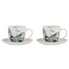 2PK Ashdene Iris Garden White Cup & Saucer Fine Bone China Set