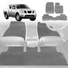 6D Diamond Car Floor Mats for Nissan Navara Dual Cab 2005-2014-Full Set-Grey-Outback GT