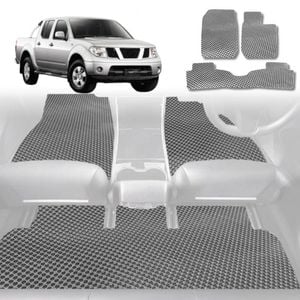 6D Diamond Car Floor Mats for Nissan Navara Dual Cab 2005-2014-Full Set-Grey-Outback GT