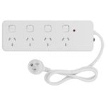 Click 4 Outlet Individually Switched Surge Powerboard With Child Safety Shutters