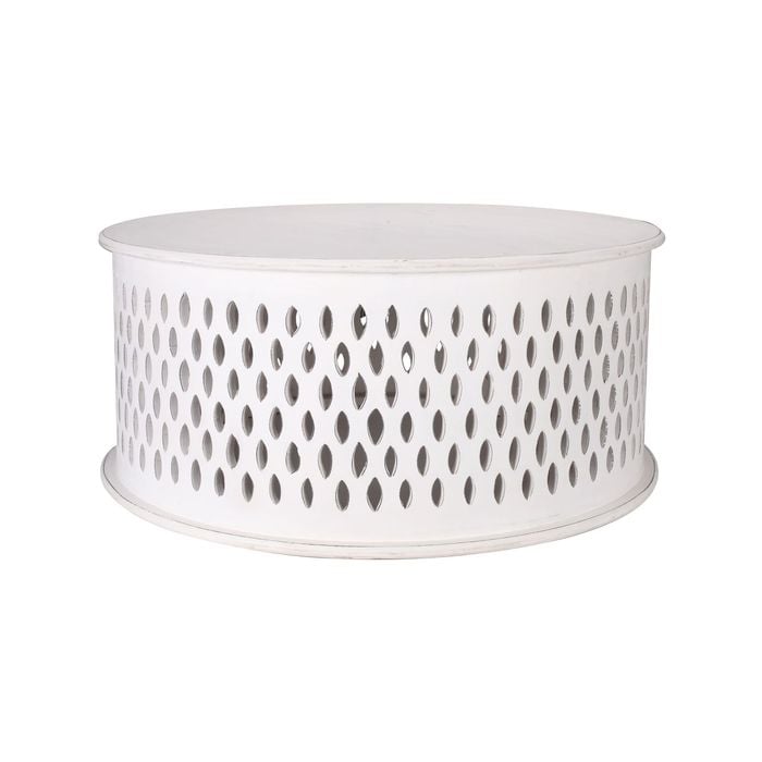 Florian Round Coffee Table Side MDF Wood  - White