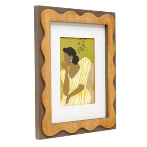 Willow & Silk Sitting Lady In Striped Dress Framed Wall Art 30.5x2.5x36.5cm