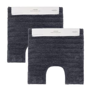 2PK Algodon Polyester Lawson Plush Contoured Bath Mat Ebony 50x50cm