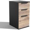 Modern Furniture TRIBECA 3 Drawer Filing Pedestal Cabinet - Warm Oak & Black