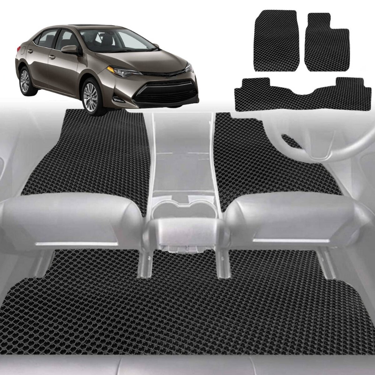 6D Diamond Car Floor Mats for Toyota Corolla 2018CurrentFull Set