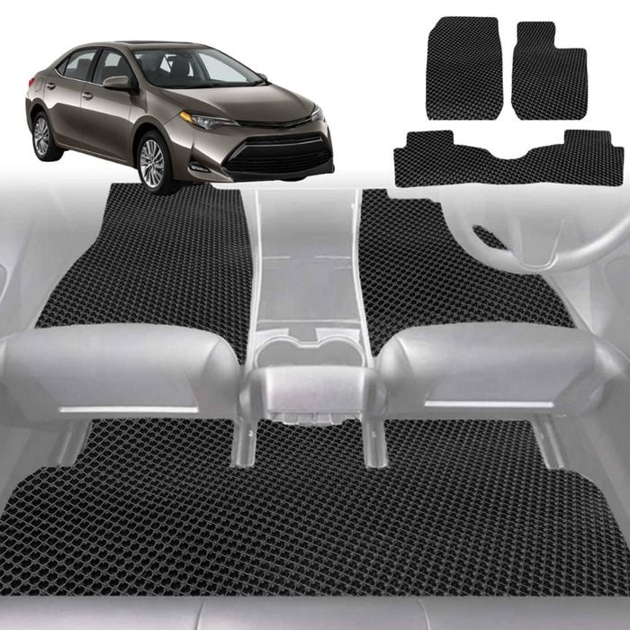 6D Diamond Car Floor Mats for Toyota Corolla 2018-Current-Full Set-Black-Outback GT