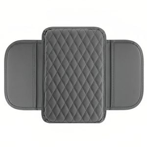 Catzon Leather Center Console Armrest Cover Microfiber Cushion Interior Accessory-gray