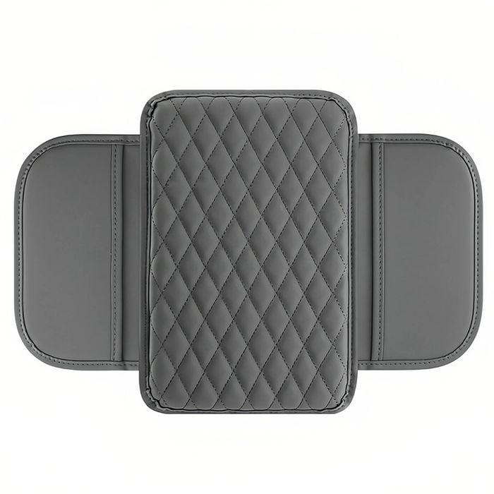 Catzon Leather Center Console Armrest Cover Microfiber Cushion Interior Accessory-gray