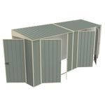 Build-a-Shed 1.2 x 4.5 x 2.0m Green Tunnel Shed Tunnel Hinged Door Plus Double Hinged Side Door