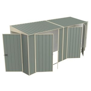 Build-a-Shed 1.2 x 4.5 x 2.0m Green Tunnel Shed Tunnel Hinged Door Plus Double Hinged Side Door