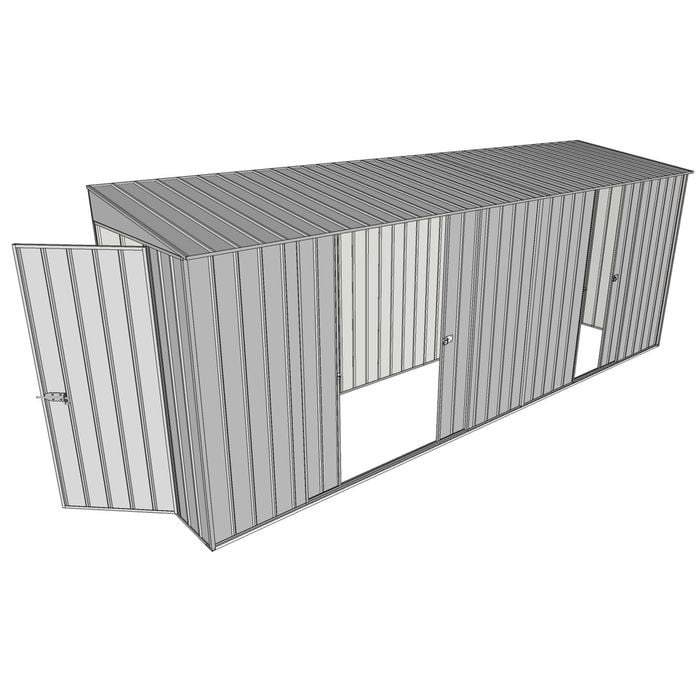 Build-A-Shed 1.2 x 5.2 x 2.0m Tunnel Shed Tunnel Hinged Door with 3 Sliding Side Doors - Zinc