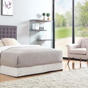 Bed Head King Charcoal Headboard Upholstery Fabric Tufted Buttons