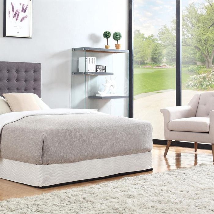 Bed Head King Charcoal Headboard Upholstery Fabric Tufted Buttons