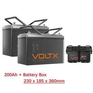 Voltx 12v 200ah Lifepo4 Deep Cycle Battery For Rv & Camping 2560wh, Built-in Bms