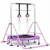 Advwin Kids Gymnastics Bar, Horizontal Bar with Detachable Trampoline & Rings, Foldable Kip Bar, Ages 3-8