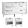 Oikiture 7 Chest of Drawers and 2 Bedside Tables Dressers Bedroom Set White