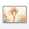 Baby Giraffe in Flower Garden  Print 100% Australian Made 120x90cm  (Poster)