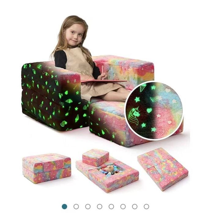 All 4 Kids 3 Pcs Glow In The Dark Unicorn Flip Out Kids Play Modular Couch