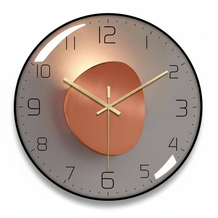 Wall Clock, Silent Non-Ticking Round Glass Large Battery Operated