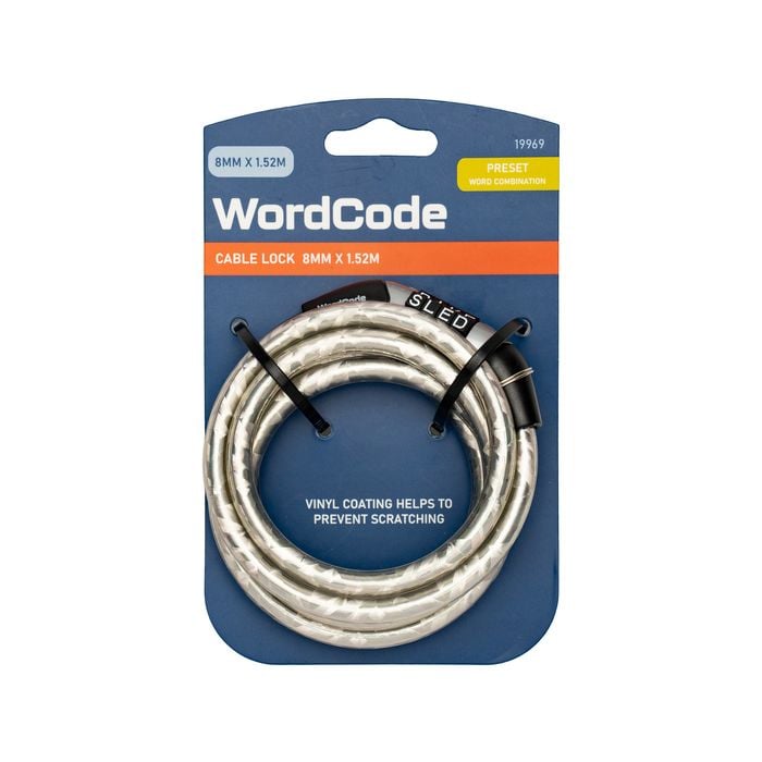 Wordcode 8mm x 1.52m Braided Cable Combination Bikelock