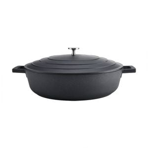 Mastercraft Cast Aluminium Shallow Casserole Dish Cooking Pot 5l Black 33cm