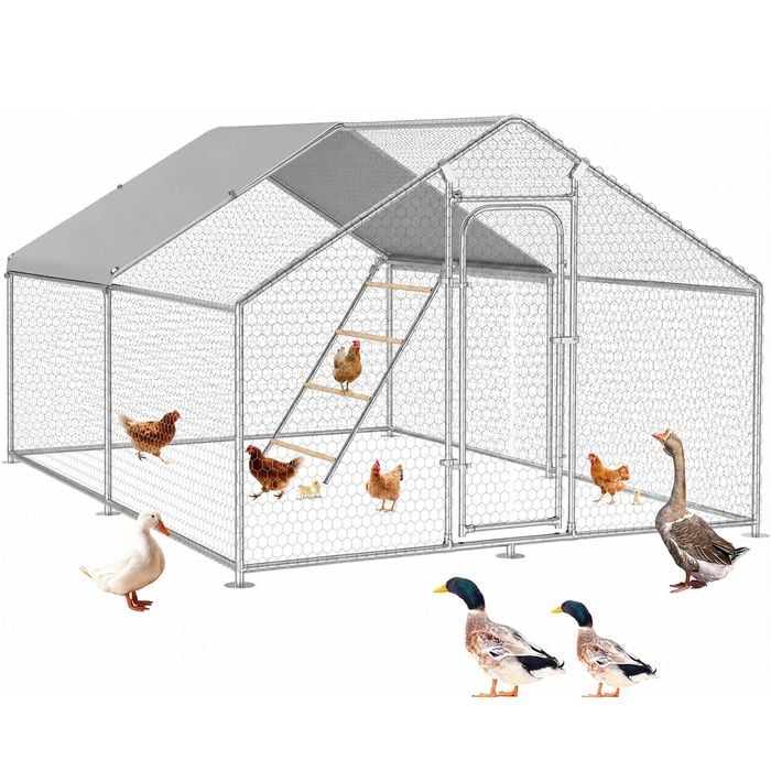 Advwin Large Metal Chicken Coop + Chicken Roosting Perch