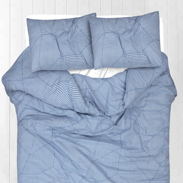 Amson Pure Cotton Double Quilt Cover Set With Extra Standard Pillowcases - Ariana Denim