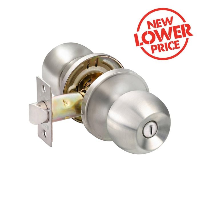 Ikonic Brushed Nickel Ruby Privacy Knob Set