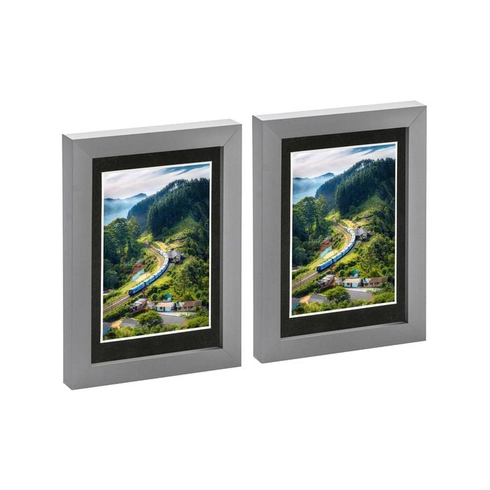 Nicola Spring Photo Frames with 4" x 6" Mount - 5" x 7" - Grey - Pack of 2