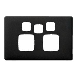 HPM Linea Cover Plate Double Powerpoint with Extra Switch Asphalt