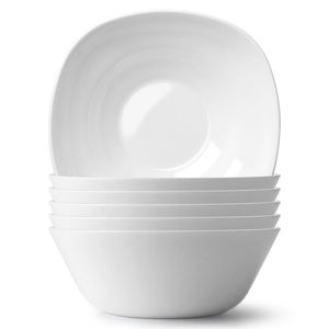 Argon Tableware Square Opalware Pasta Bowls - 21cm - White - Pack of 6
