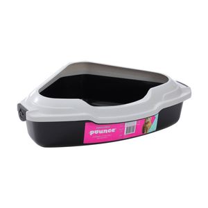 Paws And Claws Pounce Corner Pet/Cat Litter Tray W/ Rim 56x43x14cm