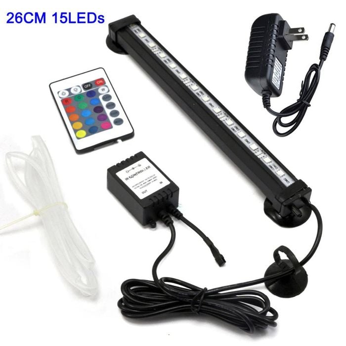 LED Aquarium Lights Submersible Air Bubble RGB Light for Fish Tank Underwater 28  CM