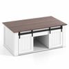Costway Lift Top Coffee Table 120cm Farmhouse Dining Sliding Door White