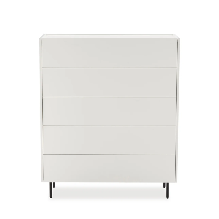 Big Lot 100cm White Emerson 5 Drawer Tall Chest