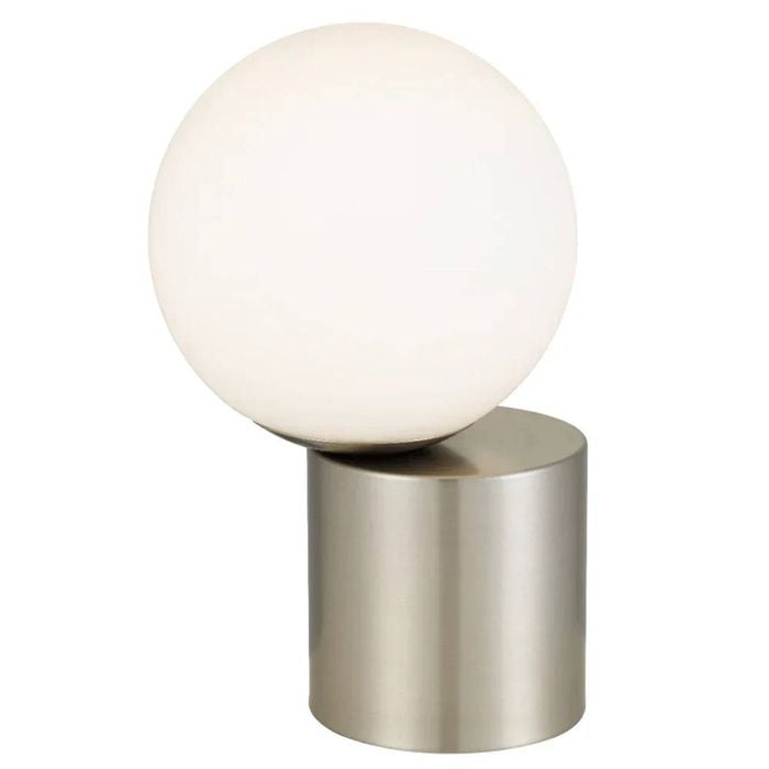 Telbix Setra Modern Table Desk Lamp Light Glass Metal Nickel Polished